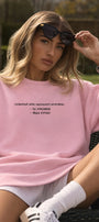 Kadın Oversize Sweatshirt Elbise Perfect Man Baskılı Pembe – Bisiklet Yaka, 3 İplik Şardonlu Polar