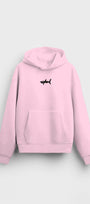 Kapüşonlu İçi Polar Shark Baskılı Pembe Oversize Hoodie Sweatshirt