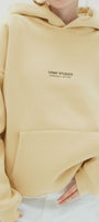Kadın Oversize Sweatshirt Hoodie CHMP SUDIOS Sarı – Kapüşonlu, 3 İplik , Kanguru Cepli