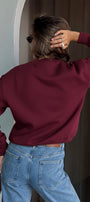 Kadın Oversize Sweatshirt Ballerina Bear Baskılı Bordo – Bisiklet Yaka, 3 İplik Şardonlu Polar