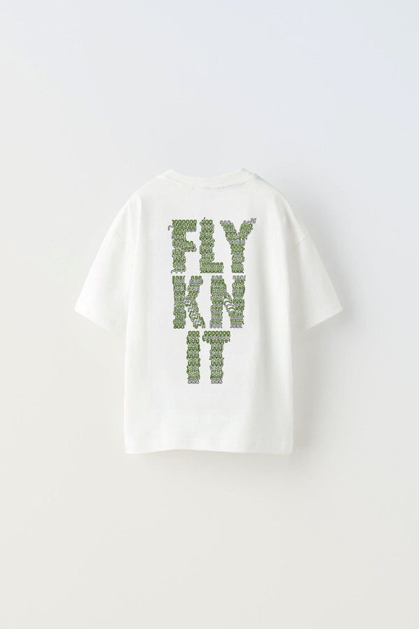 Collective Fly Knıt Yazılı Futbol Tasarım Baskılı Beyaz Çocuk T-shirt