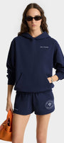 Unisex Lacivert Kapüşonlu Sweatshirt – The Champ Armalı, 3 İplik Şardonlu, Şehir ve Kolej Stili