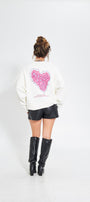 Beyaz Bisiklet Yaka Kadın No Fear Ön ve Baskılı Oversize Sweatshirt