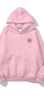 Kapüşonlu İçi Polar Flowers Baskılı Pembe Unisex Hoodie Sweatshirt