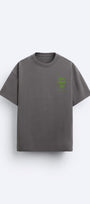 Bisiklet Yaka Move Ahead Yazılı Kordinat Baskılı Oversize Füme Erkek T-shirt