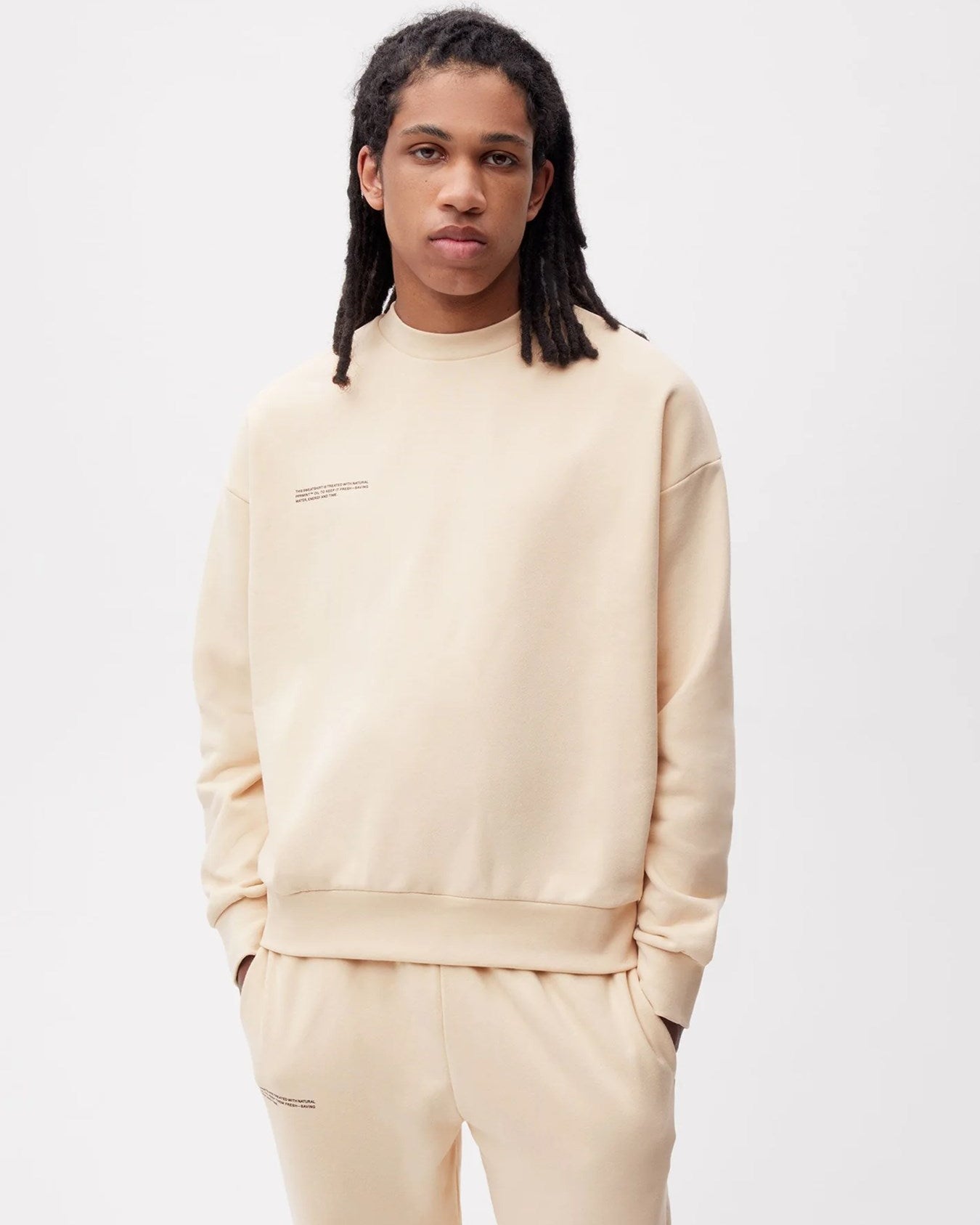 Bej Unisex Bisiklet Yaka Nature Concept Baskılı Oversize Hoodie Sweatshirt