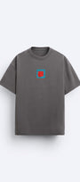 Bisiklet Yaka Afraid Of Real World Baskılı Füme Oversize Erkek T-shirt