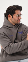 Kapüşonlu İçi Polar Eighty Five Yazı Baskılı Füme Hoodie Oversize Sweatshirt