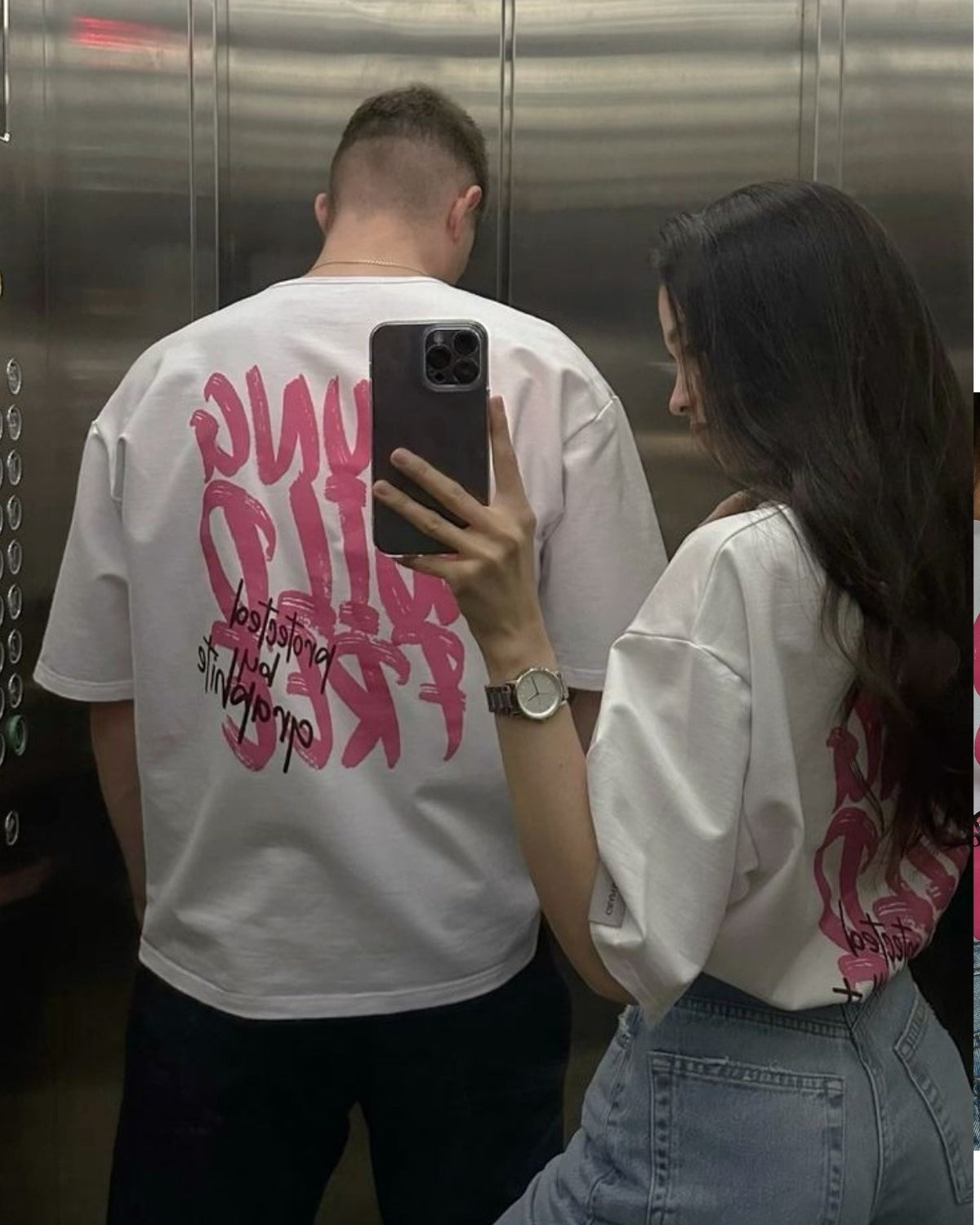 Erkek Oversize Tişört Young Wild Free Baskılı Beyaz – Sevgililer Günü, Couple, Hediye,  %100 Pamuk