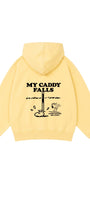 Erkek Çocuk Oversize Hoodie My Caddy Falls Baskılı Sarı – Kapüşonlu, Cepli, 3 İplik Polar