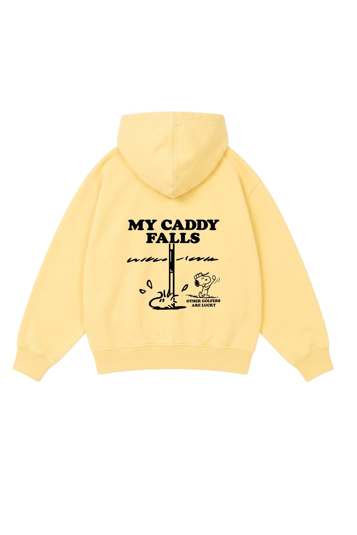 Erkek Çocuk Oversize Hoodie My Caddy Falls Baskılı Sarı – Kapüşonlu, Cepli, 3 İplik Polar