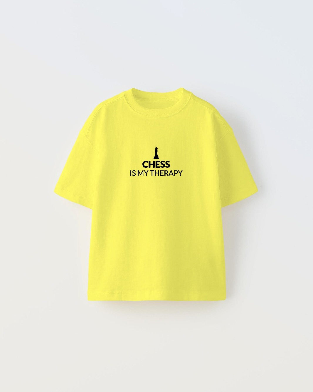 Chess is My Therapy Yazılı Satranç Şah Tasarım Baskılı Sarı Çocuk T-Shirt