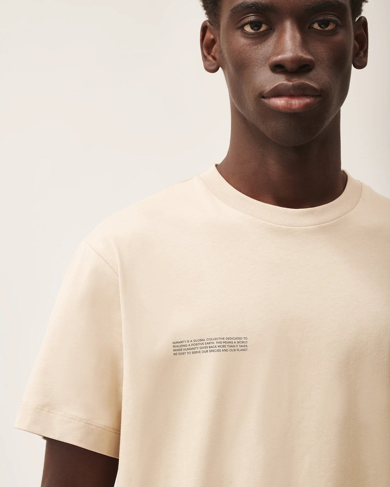 Krem Unisex Nature Concept Baskılı Oversize T-shirt