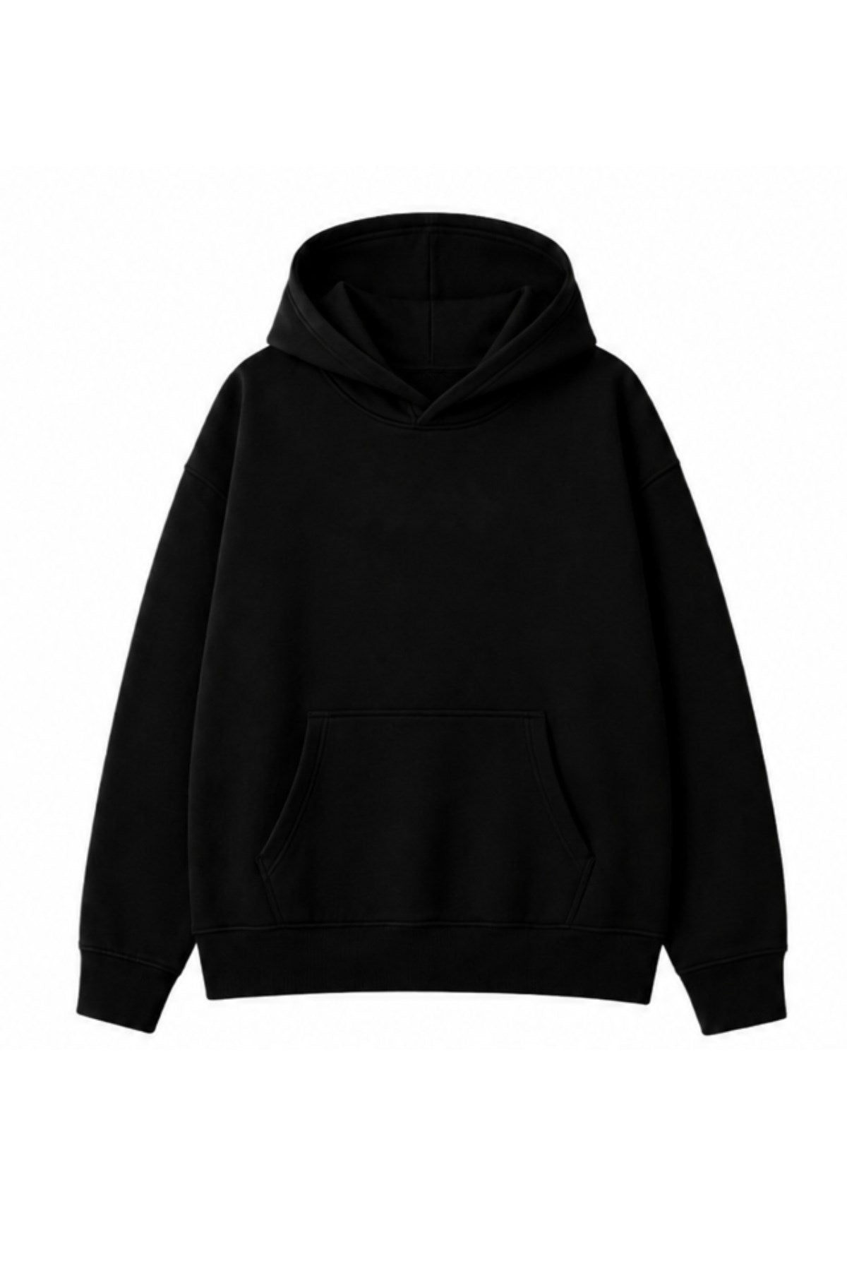 Unisex Oversize Hoodie Not You Again Baskılı Siyah – Kapüşonlu, Kanguru Cepli, 3 İplik Şardonlu 