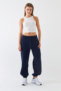Oversize Unisex Eşofman Altı Lacivert – 3 İplik Şardonlu, Paça-Bel Lastikli, Cepli, Rahat Kesim