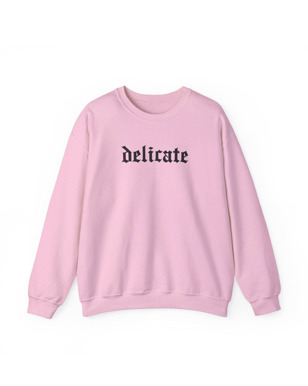 Kadın Pembe Delicate Yazılı Oversize Sweatshirt – 3 İplik Şardonlu, Gotik Baskılı, Şehir ve Casual Stili