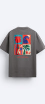 Bisiklet Yaka Afraid Of Real World Baskılı Füme Oversize Erkek T-shirt
