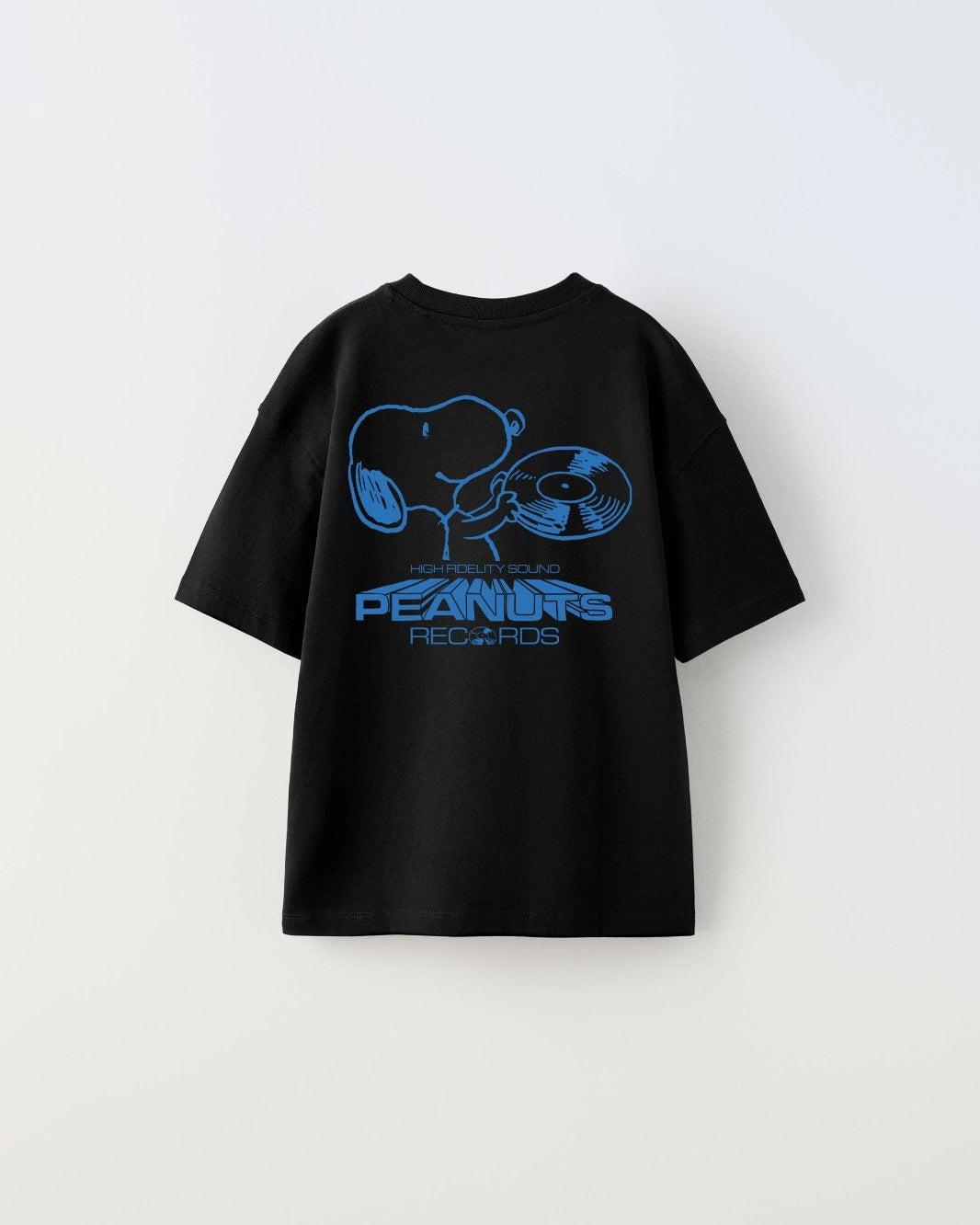  Peanuts Records Baskılı Siyah Kız Çocuk T-shirt 