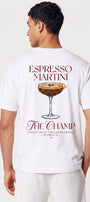Unisex Oversize Tişört Espresso Martini Baskılı Beyaz – Bisiklet Yaka, Rahat Kalıp, %100 Pamuk
