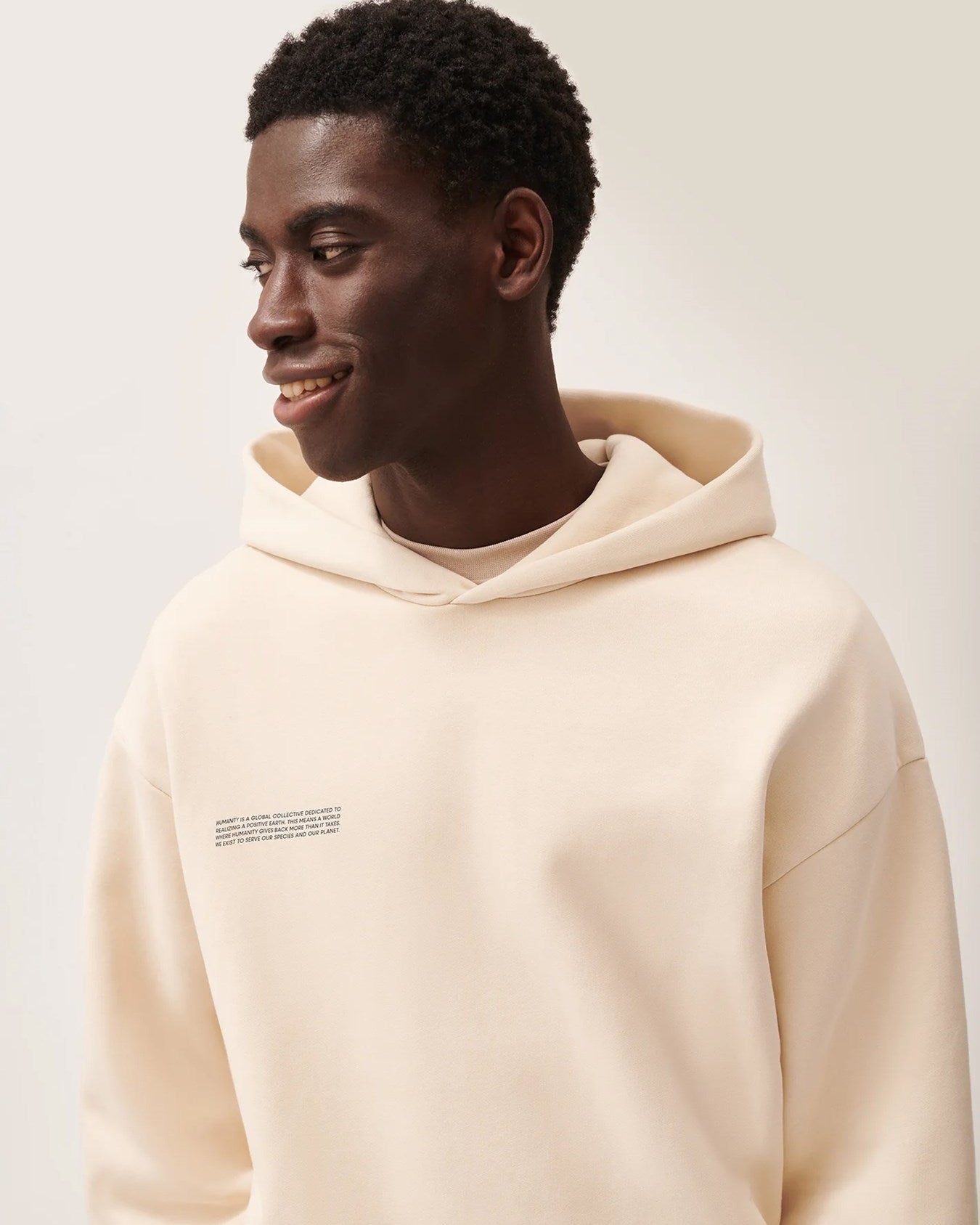 Ekru Unisex Kapüşonlu Nature Concept Baskılı Oversize Hoodie Sweatshirt