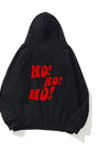 Kapüşonlu İçi Polar Ho! Ho! Ho! Christmas Yazı Baskılı Siyah Unisex Sweatshirt