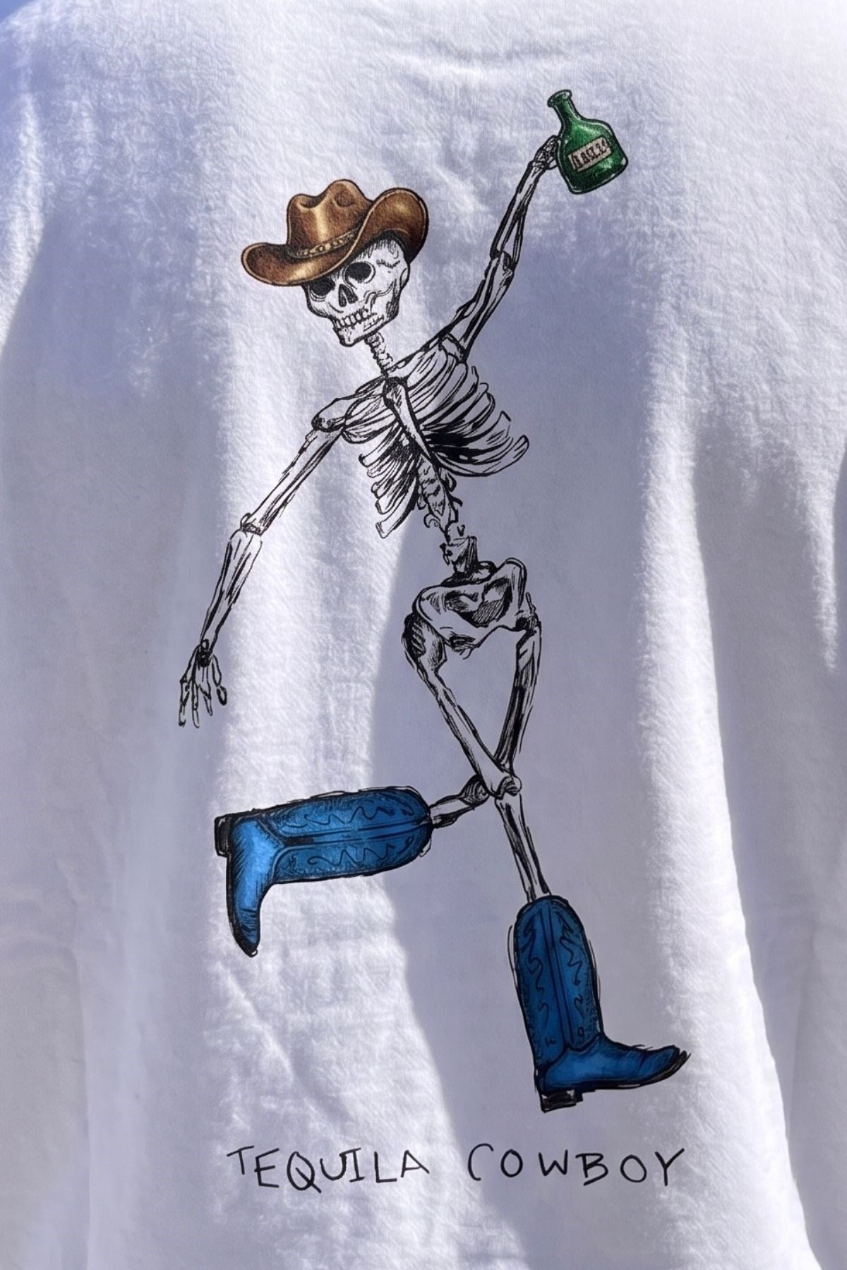 Erkek Oversize Sweatshirt Western Spirit Baskılı Beyaz – Bisiklet Yaka, 3 İplik Şardonlu Polar