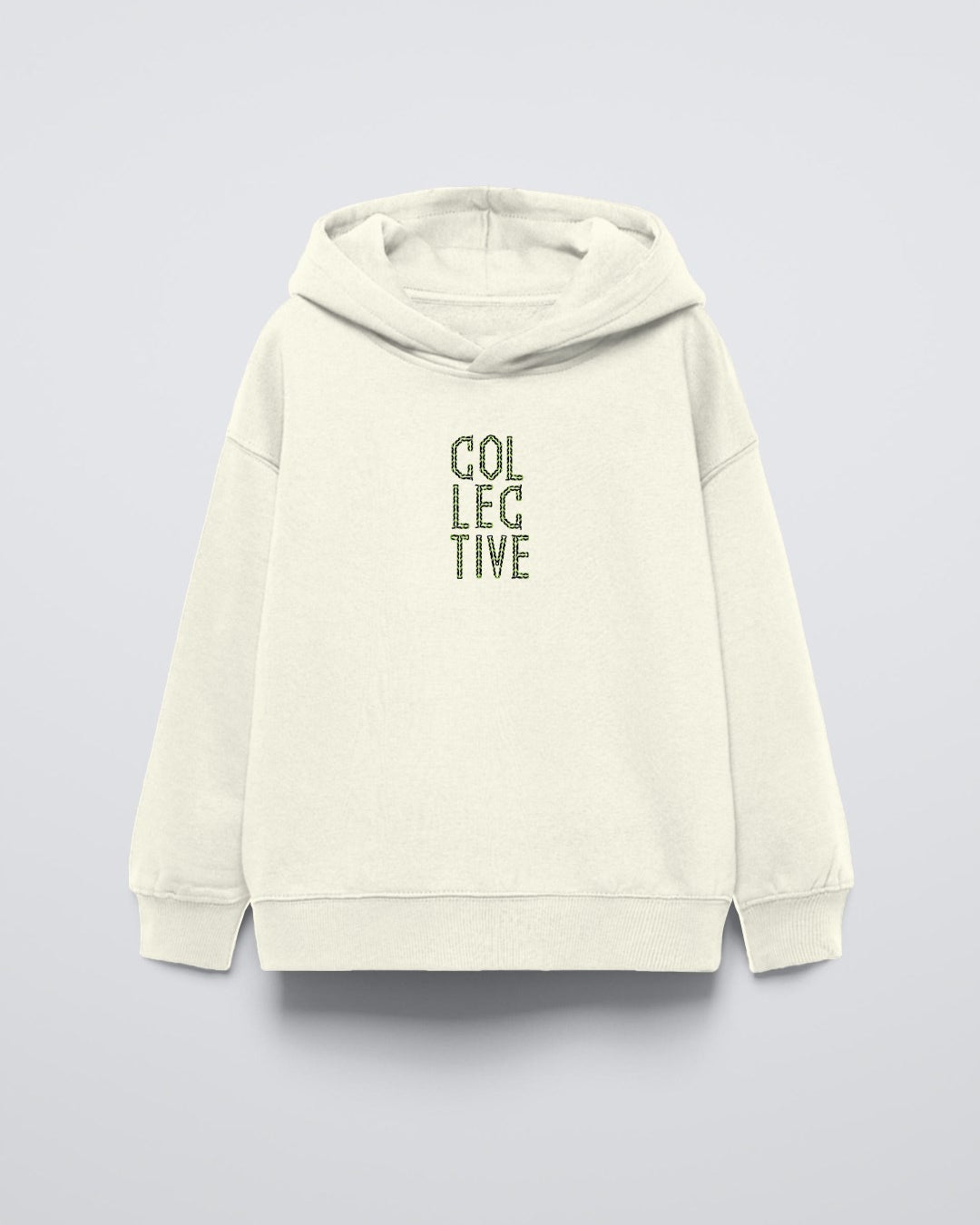 Krem Kapüşonlu Collective Yazılı Arka Fly Kn It Yazılı Oversize Çocuk Sweatshirt