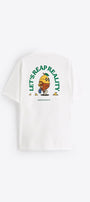 Bisiklet Yaka Petit Jardinier Baskılı Oversize Beyaz Erkek T-shirt