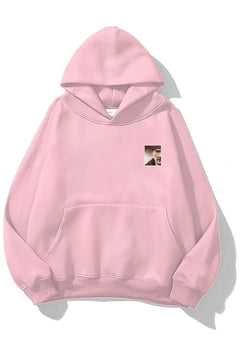 Kapüşonlu İçi Polar Mustafa Kemal Atatürk Baskılı Pembe Unisex Hoodie Sweatshirt