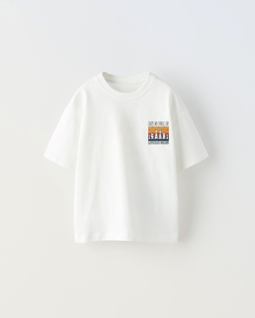 Life is Full Of Important Choices Yazılı Satranç Tasarım Baskılı Beyaz Erkek Çocuk T-Shirt