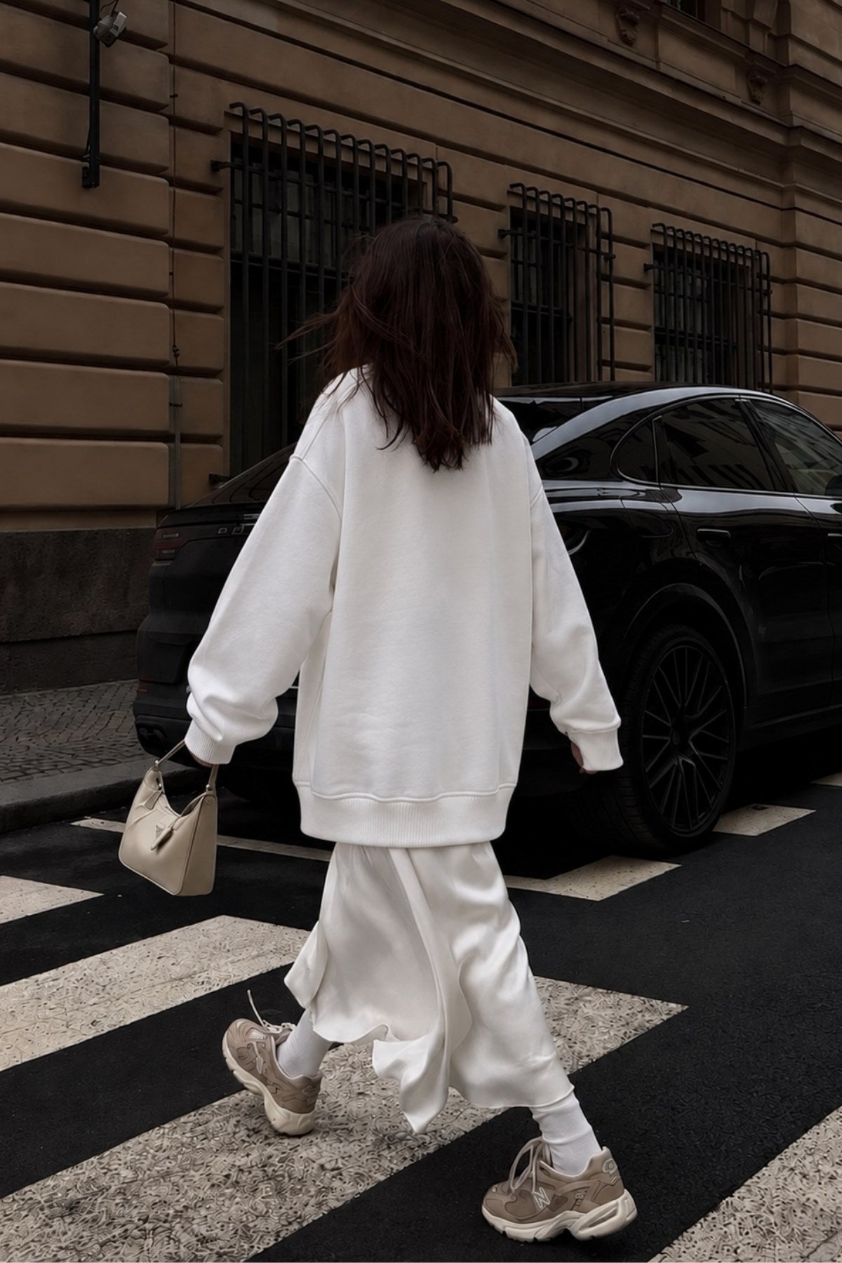 Kadın Oversize Sweatshirt Elbise Perfect Man Baskılı Beyaz – Bisiklet Yaka, 3 İplik Şardonlu Polar