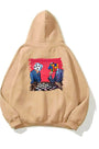 Kapüşonlu İçi Polar Satranç Baskılı Bej Unisex Oversize Hoodie Sweatshirt