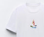 Brush Yoga Art Tasarım Baskılı Beyaz Kadın T-shirt