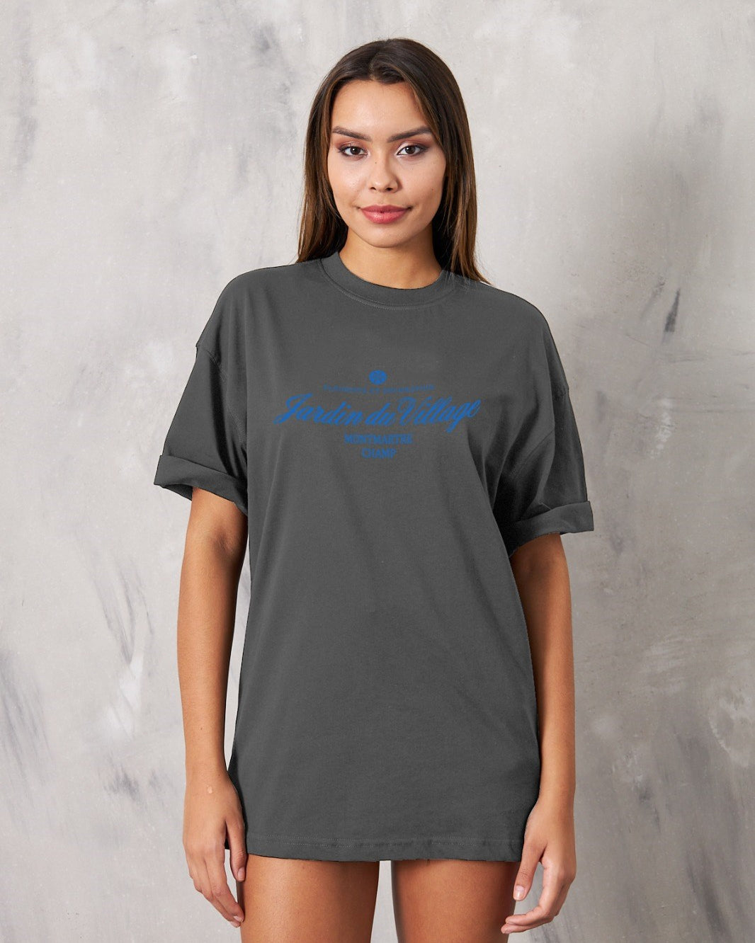 Montmartre Paris Yazılı Kadın Füme T-Shirt