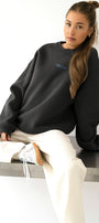 Kadın Oversize Sweatshirt CHMP STUDIOS Füme – Bisiklet Yaka, 3 İplik Şardounlu Polar