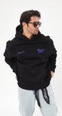 Kapüşonlu İçi Polar Eighty Five Yazı Baskılı Siyah Oversize Hoodie Sweatshirt
