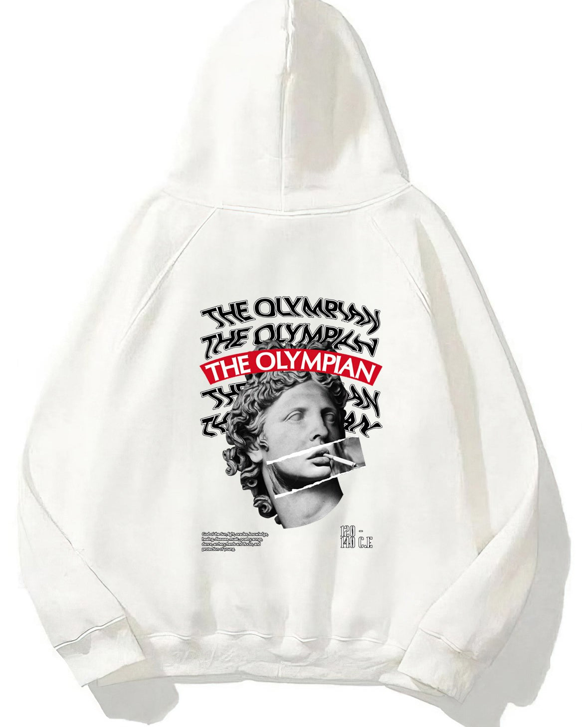 Kapüşonlu İçi Polar The Olympian Baskılı Beyaz Unisex Hoodie Sweatshirt