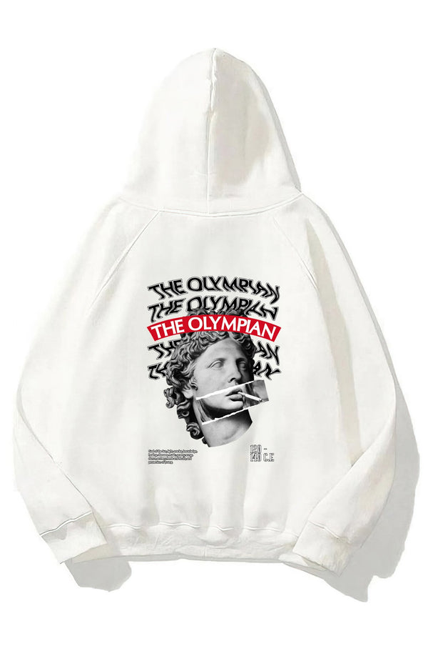 Kapüşonlu İçi Polar The Olympian Baskılı Beyaz Unisex Hoodie Sweatshirt