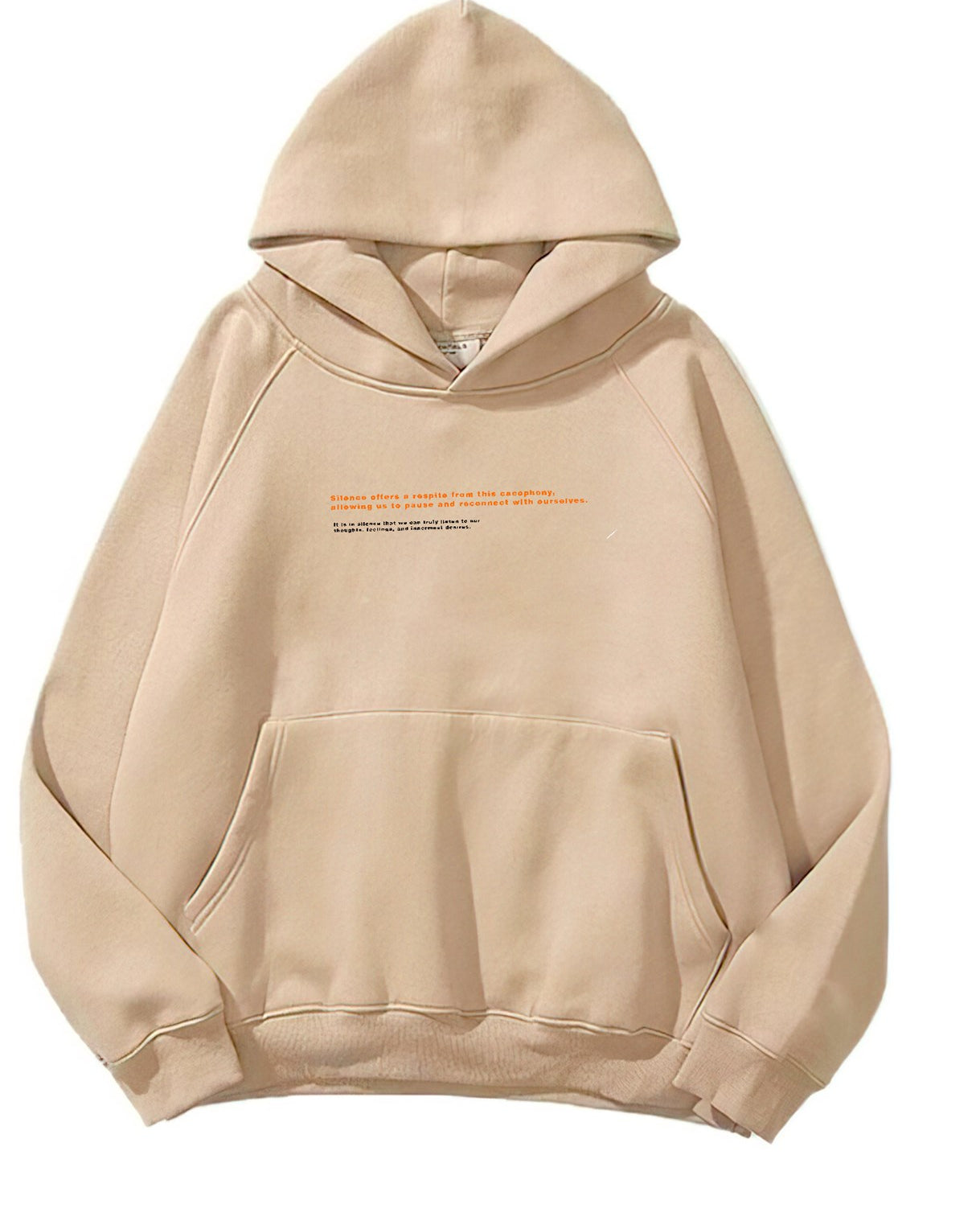 Kapüşonlu İçi Polar Art Work Heykel Baskılı Bej Unisex Hoodie Sweatshirt