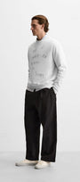 Bisiklet Yaka İçi Polar Life Story Yazı Baskılı Füme Oversize Sweatshirt
