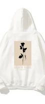 Kapüşonlu İçi Polar Black Rose Baskılı Beyaz Unisex Hoodie Sweatshirt
