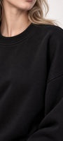 Kadın Oversize Sweatshirt Paradise Varsity Kabartma Baskılı Siyah – Bisiklet Yaka, 3 İplik Şardonlu Polar