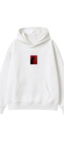 Kadın Oversize Hoodie Noir Cat Baskılı Beyaz – Kapüşonlu, Kanguru Cepli, 3 İplik Şardonlu Polar
