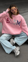 Kadın Oversize Sweatshirt Elbise Color Pop Baskılı Pembe – Bisiklet Yaka, 3 İplik Şardonlu Polar