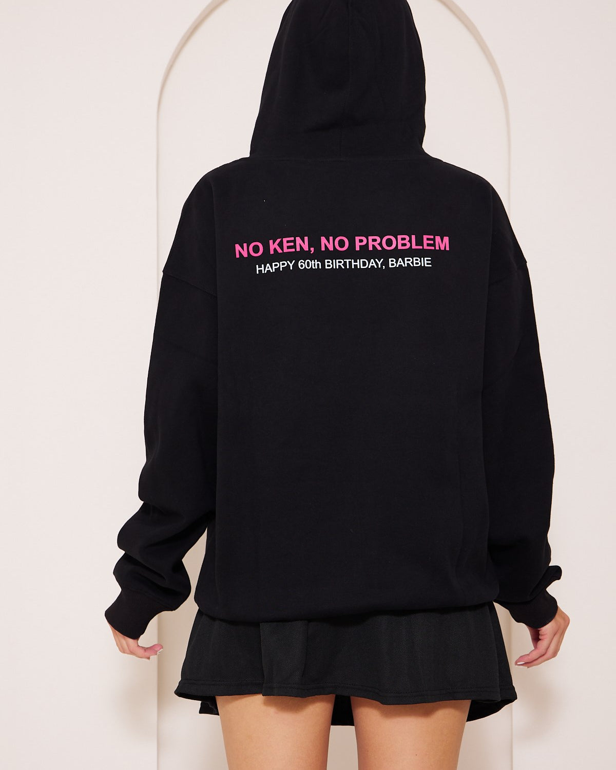 Kapüşonlu İçi Polar Barbie Baskılı Siyah Unisex Hoodie Sweatshirt