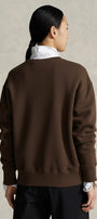 Kadın Oversize Sweatshirt Parisian Bear Baskılı Kahverengi – Bisiklet Yaka, 3 İplik Şardonlu 
