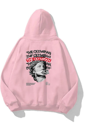 Kapüşonlu İçi Polar The Olympıan Baskılı Pembe Unisex Hoodie Sweatshirt