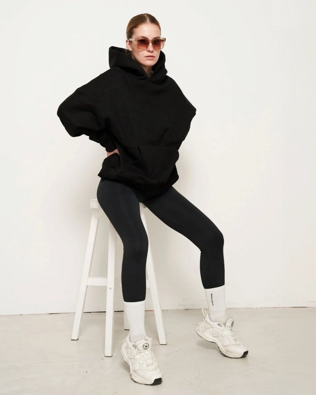 Kapüşonlu İçi Polar Siyah Unisex Oversize Hoodie Sweatshirt