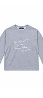 Kadın Relaxed Fit Sweatshirt Life Is Too Short Baskılı Gri Melanj – Bisiklet Yaka, 3 İplik Şardonsuz