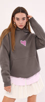 Kapüşonlu İçi Polar No Fear Baskılı Füme Unisex Oversize Hoodie Sweatshirt